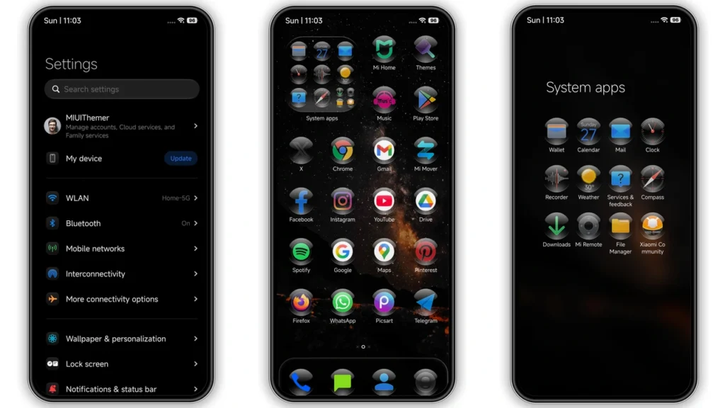 Nebula Noir HyperOS Theme Preview